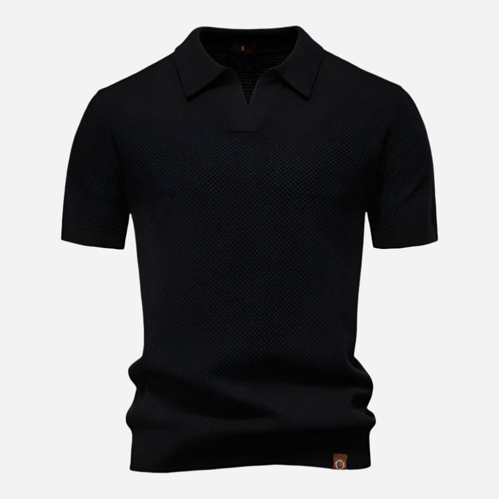 Aldric | Herren Kurzarm Poloshirt mit Strukturmuster - White - Image 3