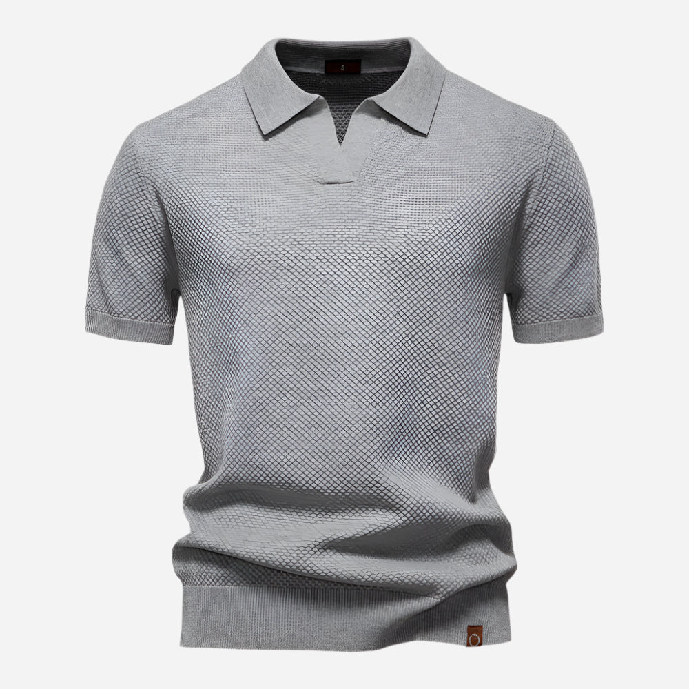 Aldric | Herren Kurzarm Poloshirt mit Strukturmuster - White - Image 5
