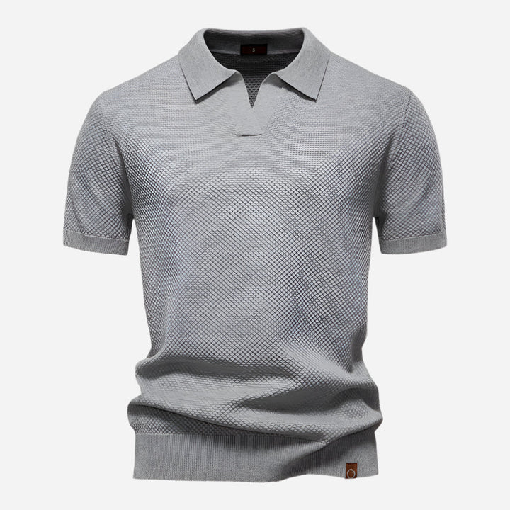 Aldric | Herren Kurzarm Poloshirt mit Strukturmuster - White - Image 5