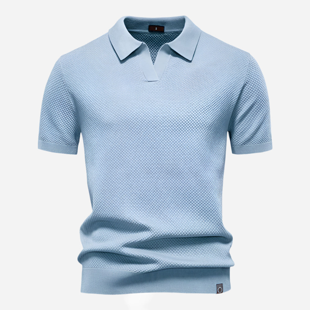 Aldric | Herren Kurzarm Poloshirt mit Strukturmuster - White - Image 6