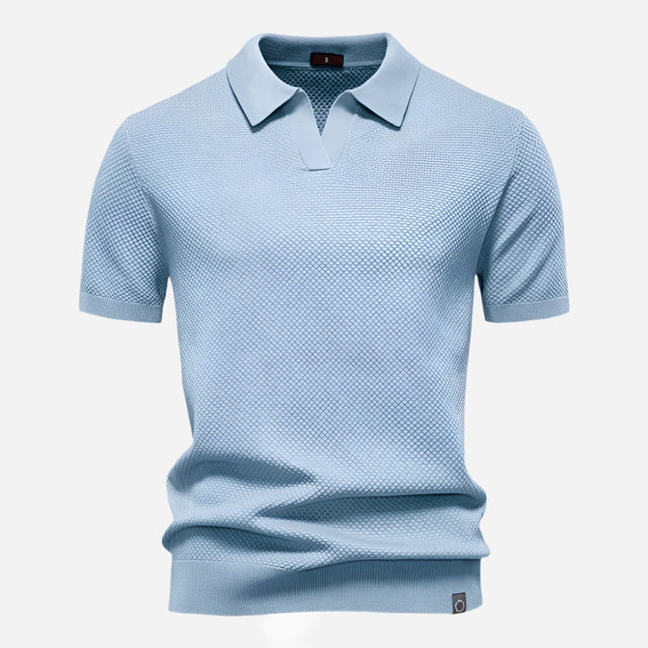 Aldric | Herren Kurzarm Poloshirt mit Strukturmuster - White - Image 6