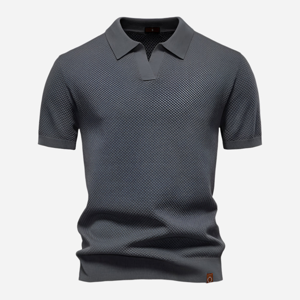 Aldric | Herren Kurzarm Poloshirt mit Strukturmuster - White - Image 7