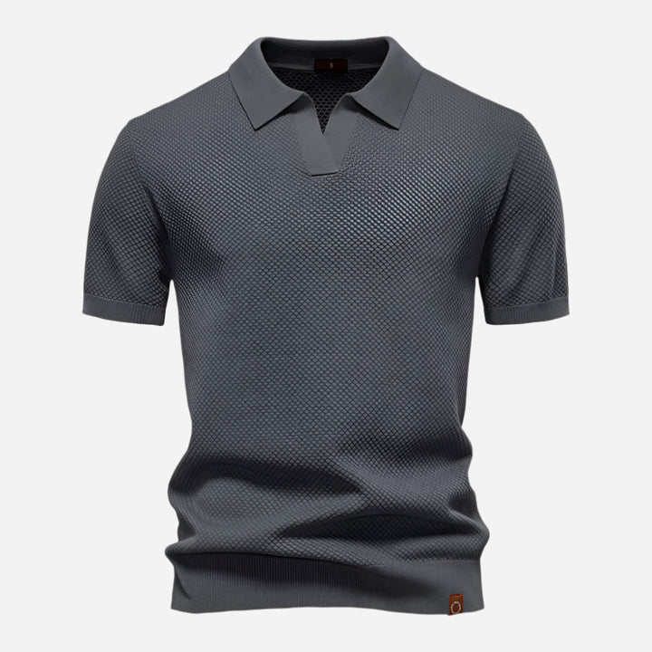 Aldric | Herren Kurzarm Poloshirt mit Strukturmuster - White - Image 7
