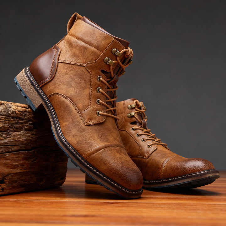 Aldric | Herren Schnürboots Stiefeletten mit Kappe - Light Brown - Image 11