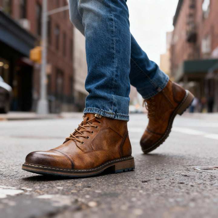 Aldric | Herren Schnürboots Stiefeletten mit Kappe - Light Brown - Image 6