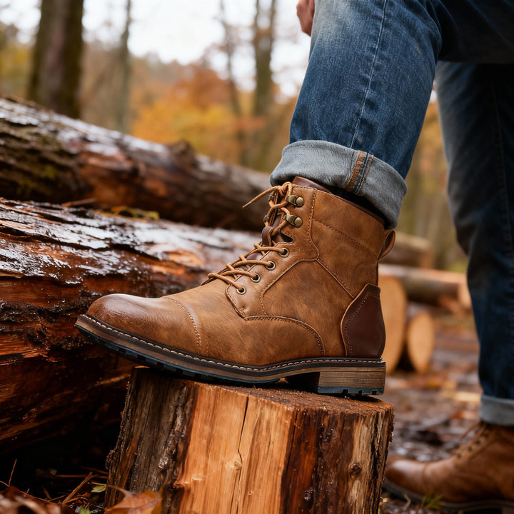 Aldric | Herren Schnürboots Stiefeletten mit Kappe - Light Brown - Image 7