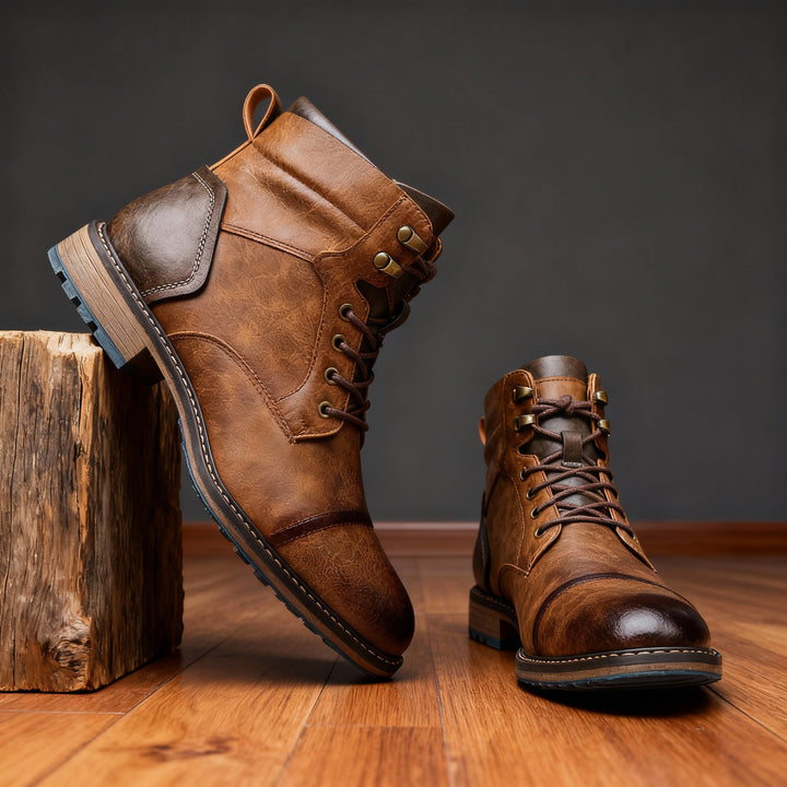 Aldric | Herren Schnürboots Stiefeletten mit Kappe - Light Brown - Image 9