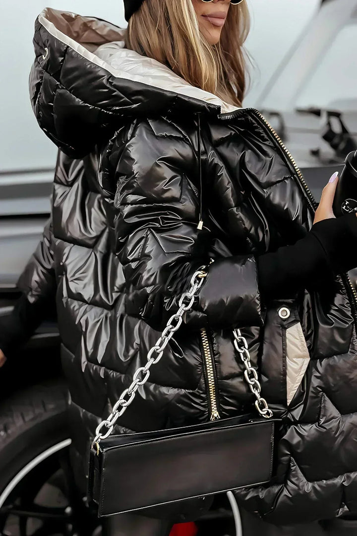 Aldvika | Damen Steppjacke Lang mit Kapuze - Bronze - Image 9