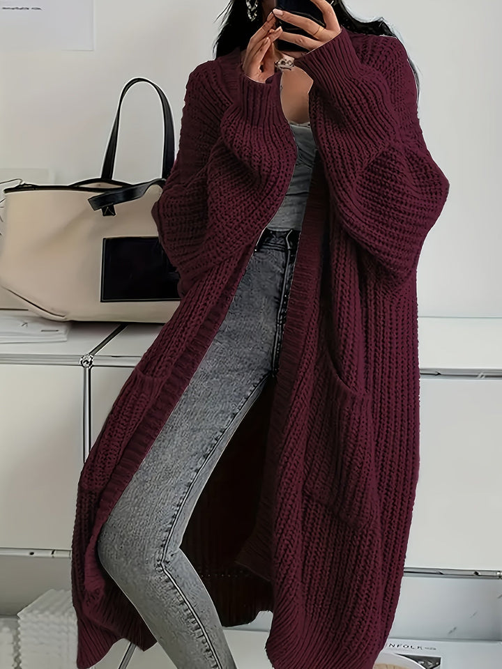 Aldvina | Damen Longline Strickjacke Oversized - Brown - Image 6