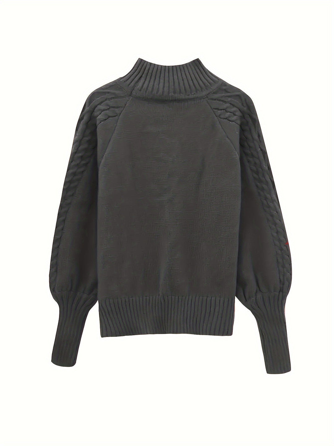 Aldwyna | Damen Zopfmuster Pullover Rollkragen Strickpullover - Olive Green - Image 8