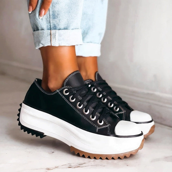 Luna | Damen Plateau Sneaker mit Schnürung und Profilsohle