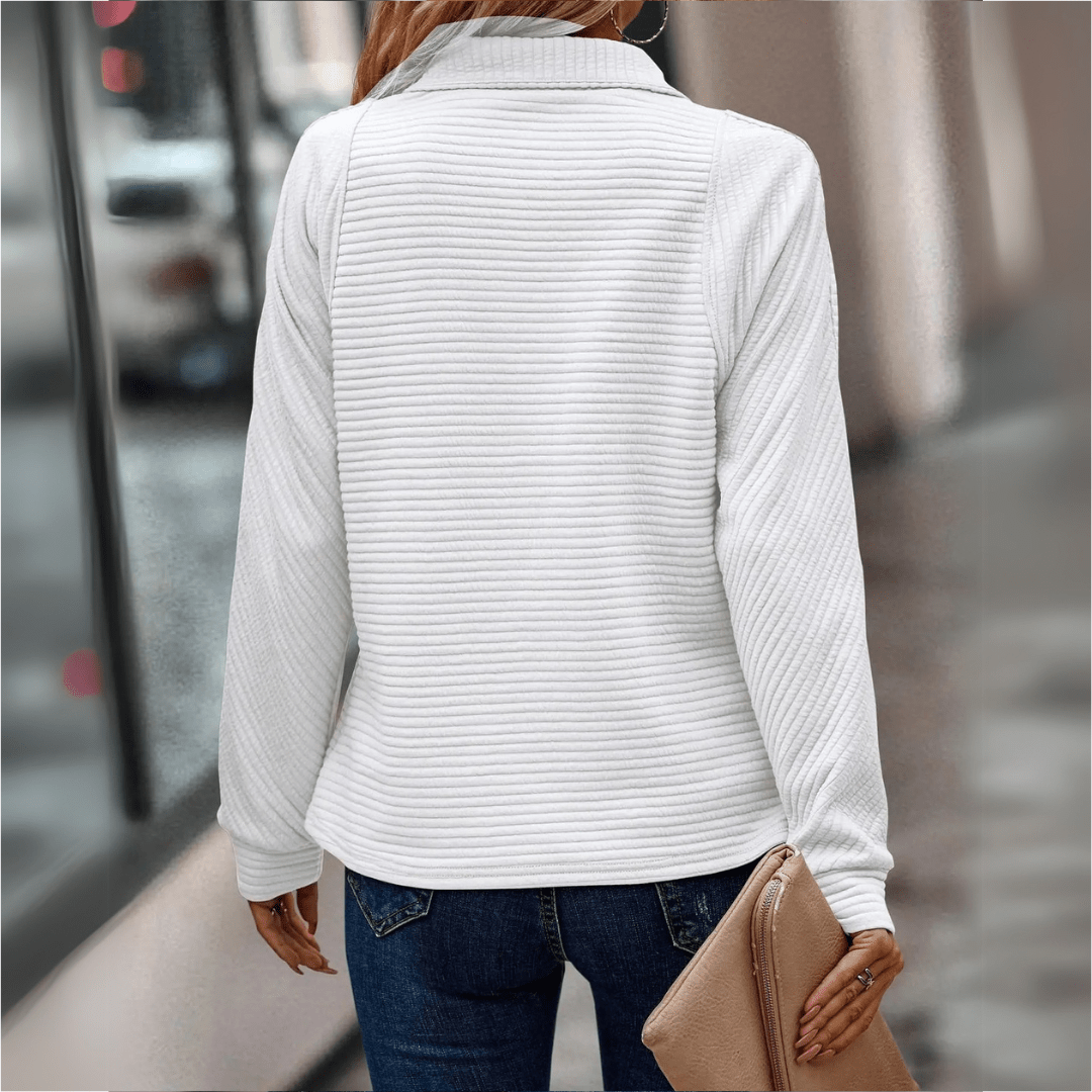 Almeke | Damen Gerippter Pullover mit Reißverschluss - Pink - Image 3