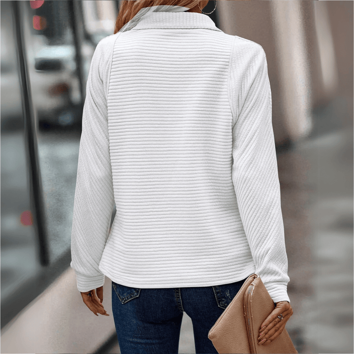 Almeke | Damen Gerippter Pullover mit Reißverschluss - Pink - Image 3