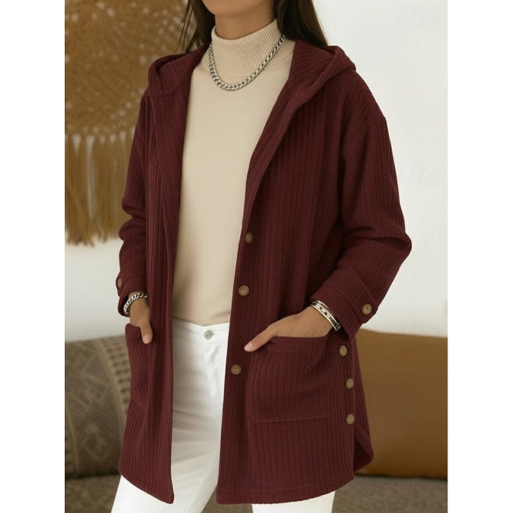 Almfrid | Damen Gestrickter Mantel mit Kapuze - Brown - Image 4