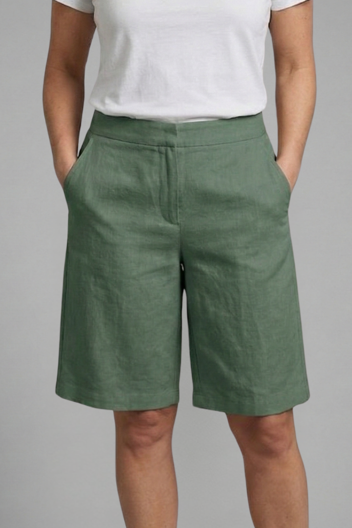 Almira | Damen Bermuda Shorts mit Elastikbund und Seitentaschen - Beige - Image 8
