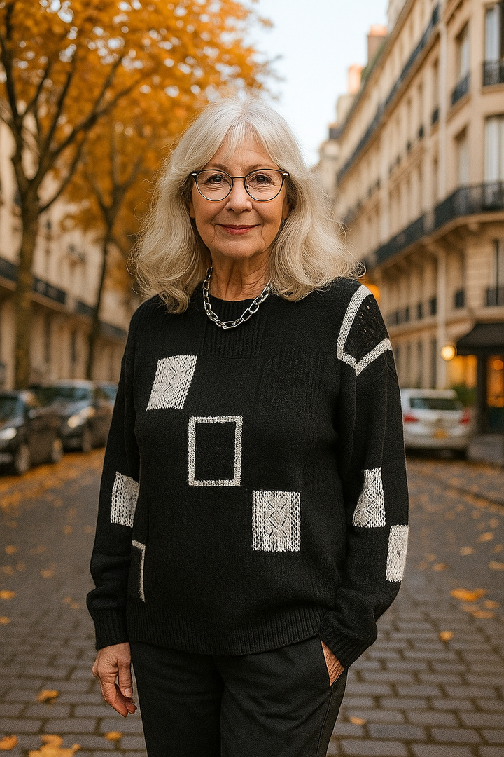 Almira | Damen Strickpullover Patchwork Rundhals - Image 4