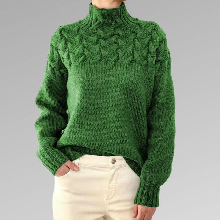 Almonde | Damen Zopfmuster Strickpullover mit Rollkragen - Black - Image 6
