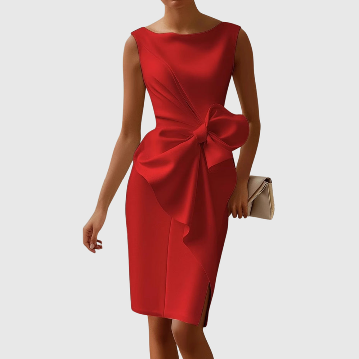 Almudena | Damen Ärmelloses Midikleid mit Schleife - Black - Image 2