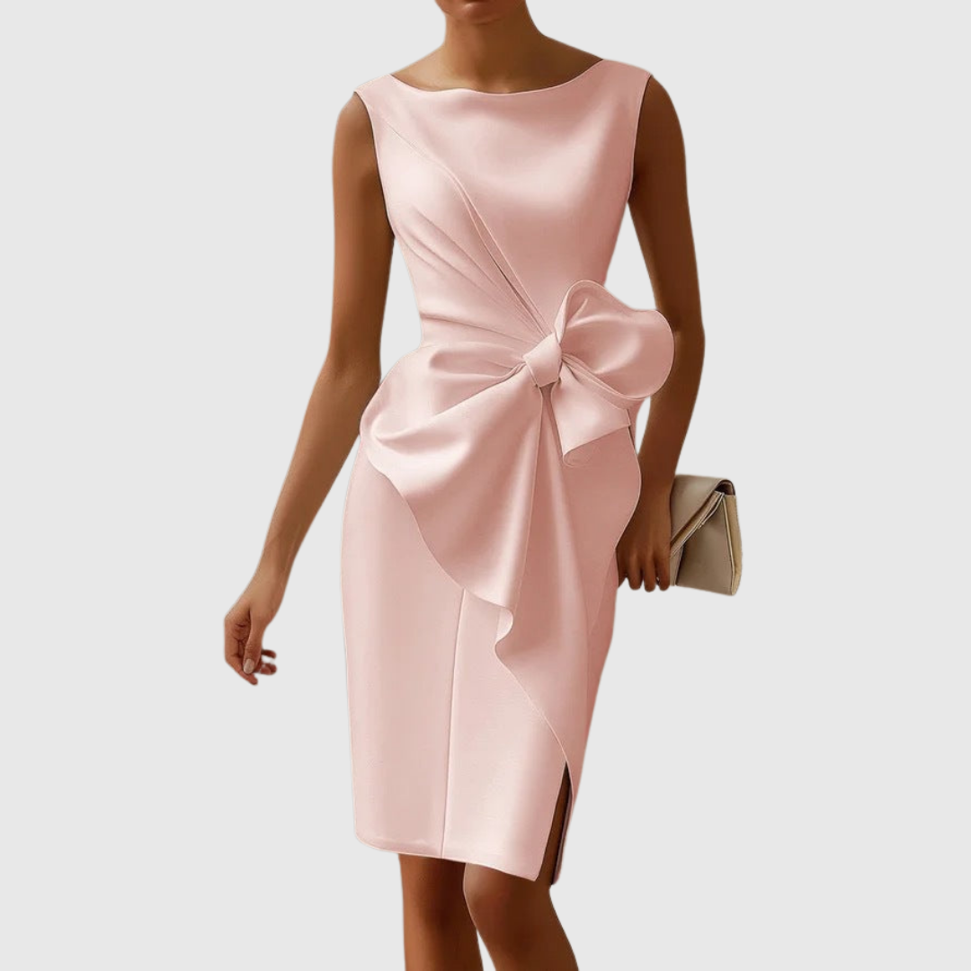 Almudena | Damen Ärmelloses Midikleid mit Schleife - Black - Image 3