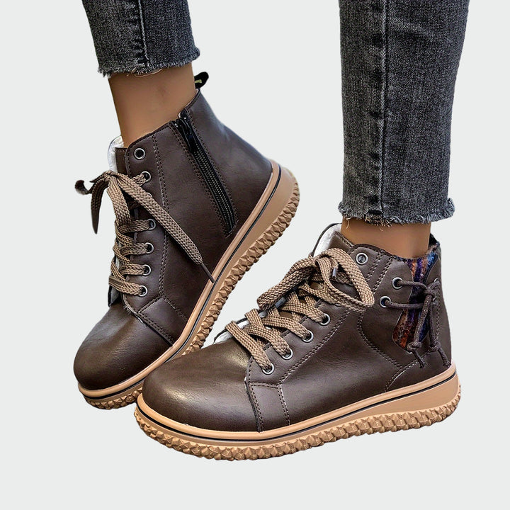 Almvik | Damen Stiefeletten flach mit Schnürung - Navy - Image 3