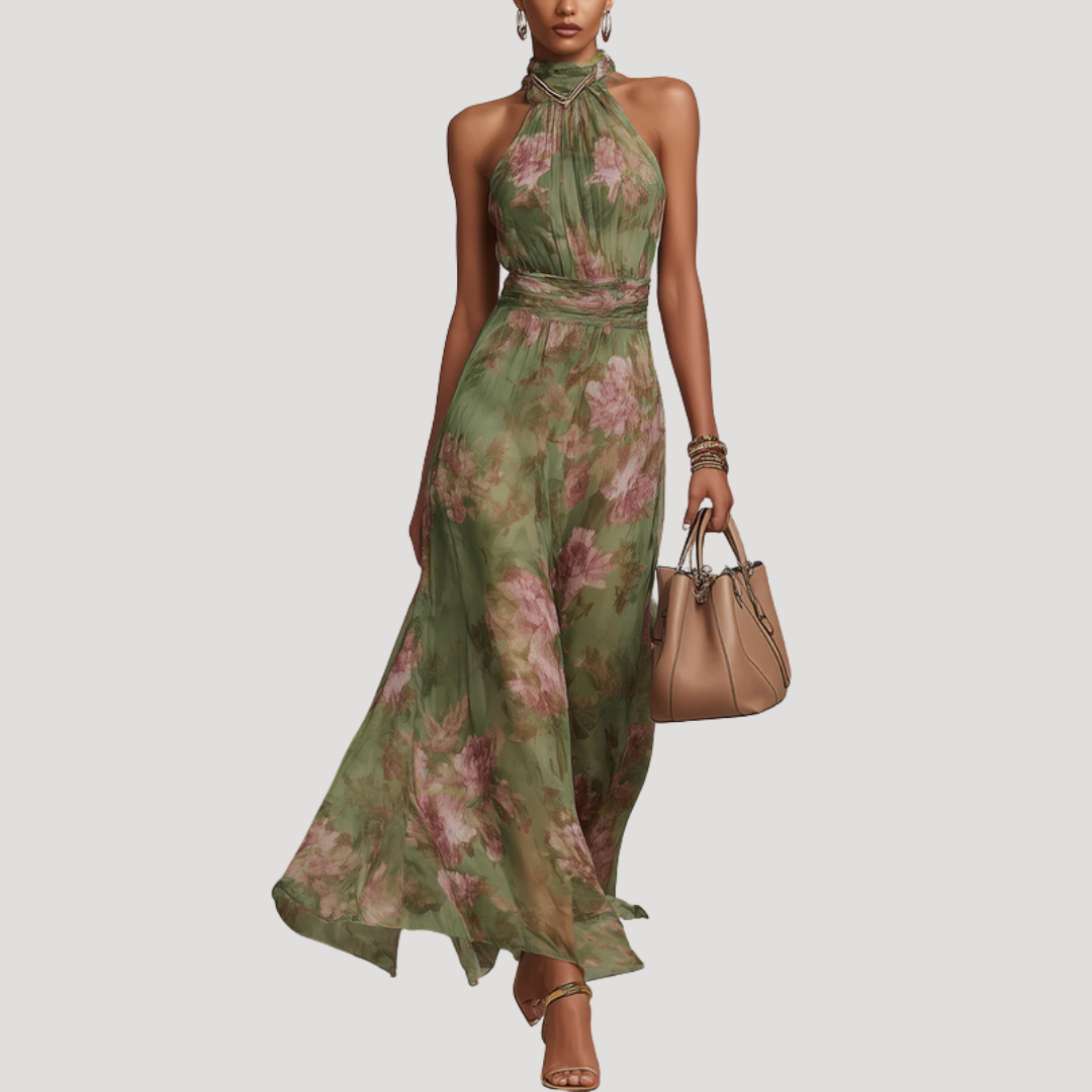 Amadea | Damen Neckholder Blumenkleid Maxikleid - Floral - Image 1