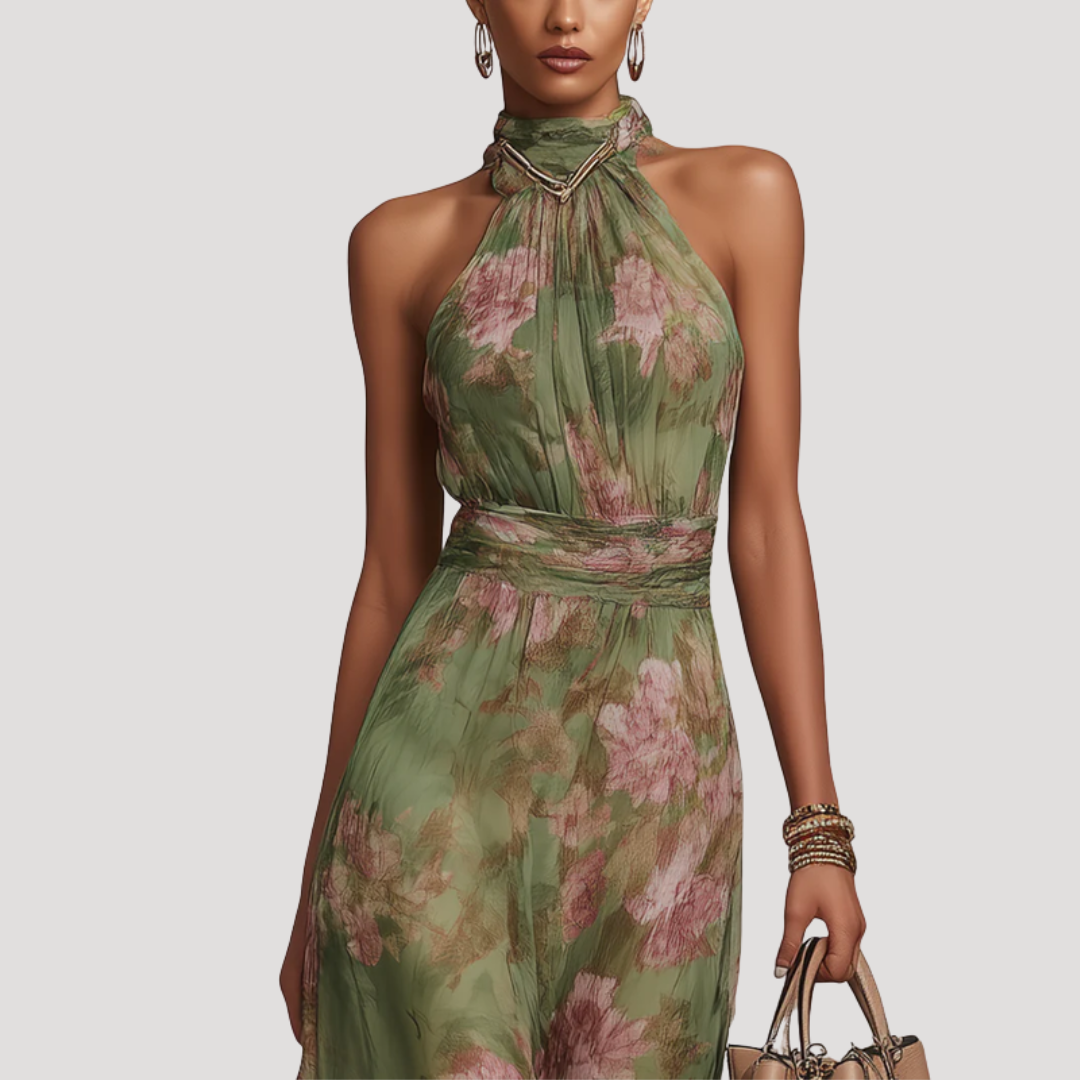 Amadea | Damen Neckholder Blumenkleid Maxikleid - Floral - Image 3