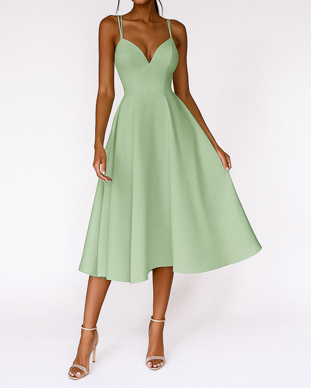 Amalia | Damen A-Linien Midikleid Hochzeitsgast - White - Image 6