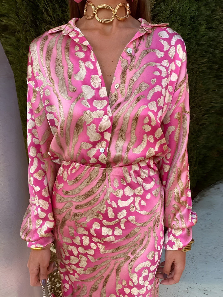 Amara | Damen Paisley Langarm Blusenkleid - Pink - Image 3
