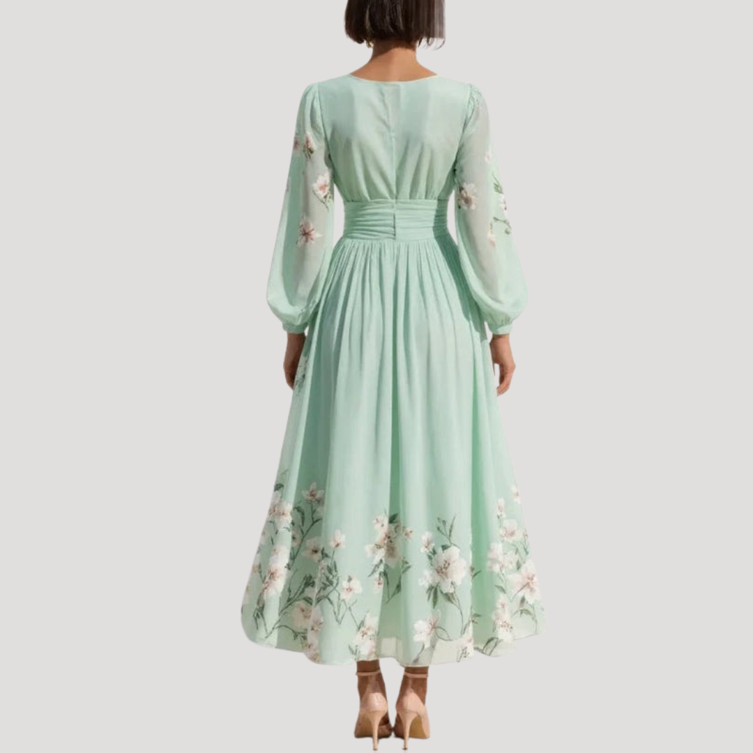 Amelie | Damen Blumenkleid Langarm Midi Kleid - Floral - Image 3