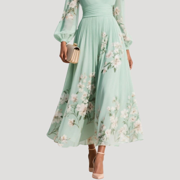 Amelie | Damen Blumenkleid Langarm Midi Kleid - Floral - Image 5
