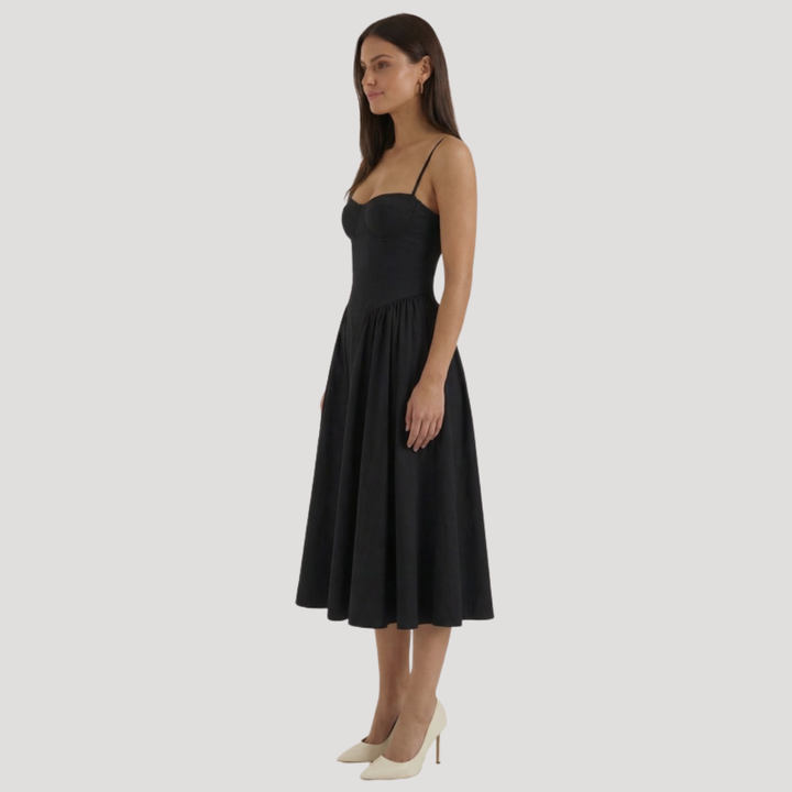 Annelie | Damen Korsett Midi Kleid mit Herzausschnitt - Beige - Image 13