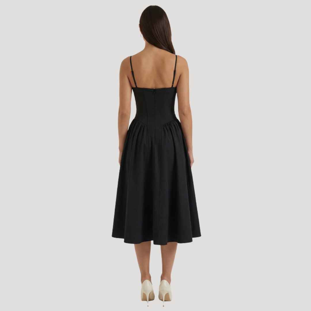 Annelie | Damen Korsett Midi Kleid mit Herzausschnitt - Beige - Image 15