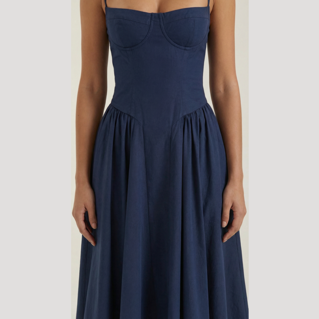 Annelie | Damen Korsett Midi Kleid mit Herzausschnitt - Beige - Image 21