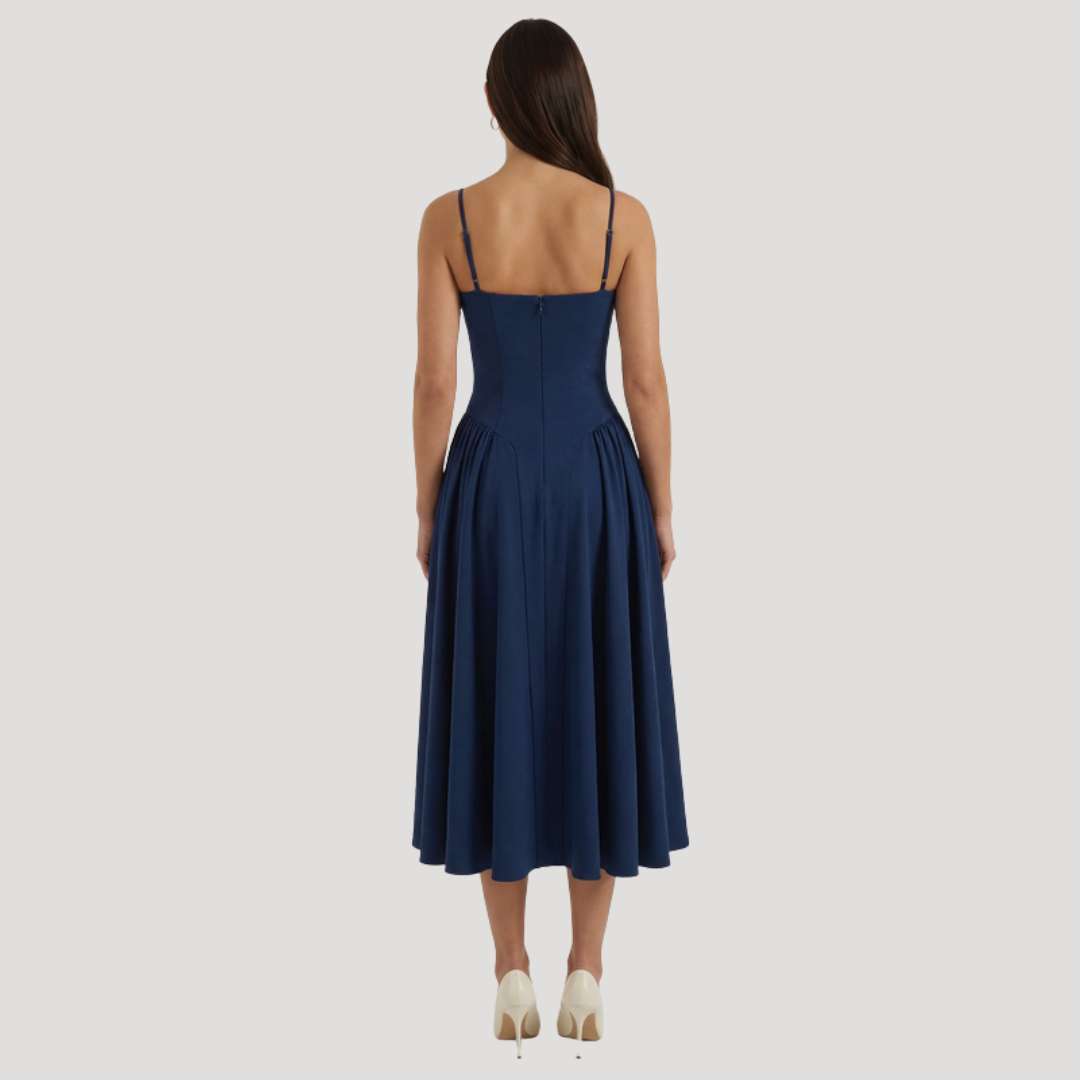 Annelie | Damen Korsett Midi Kleid mit Herzausschnitt - Beige - Image 22