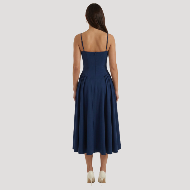 Annelie | Damen Korsett Midi Kleid mit Herzausschnitt - Beige - Image 22