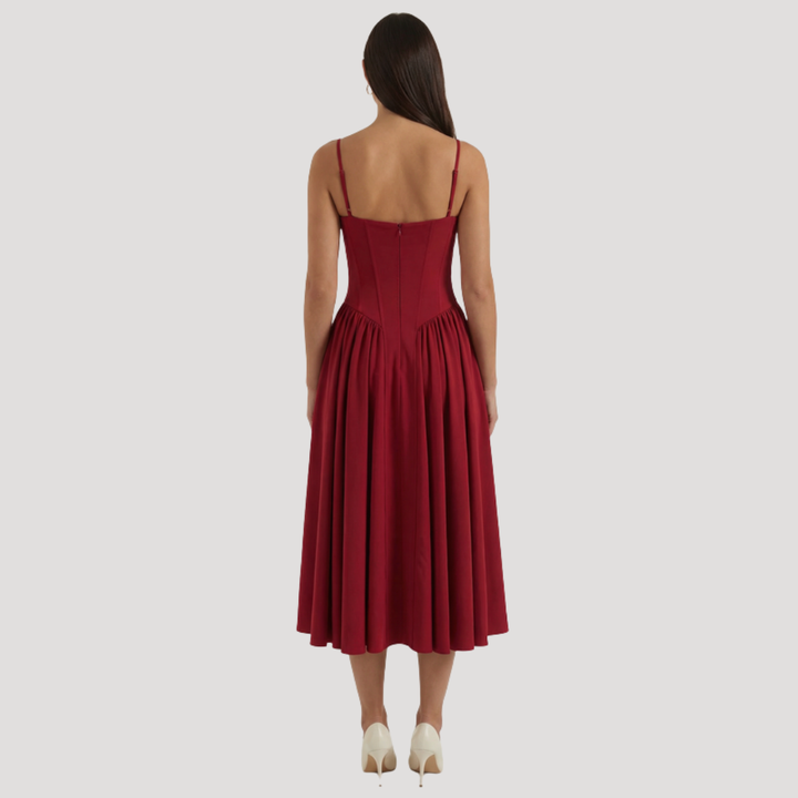 Annelie | Damen Korsett Midi Kleid mit Herzausschnitt - Beige - Image 25
