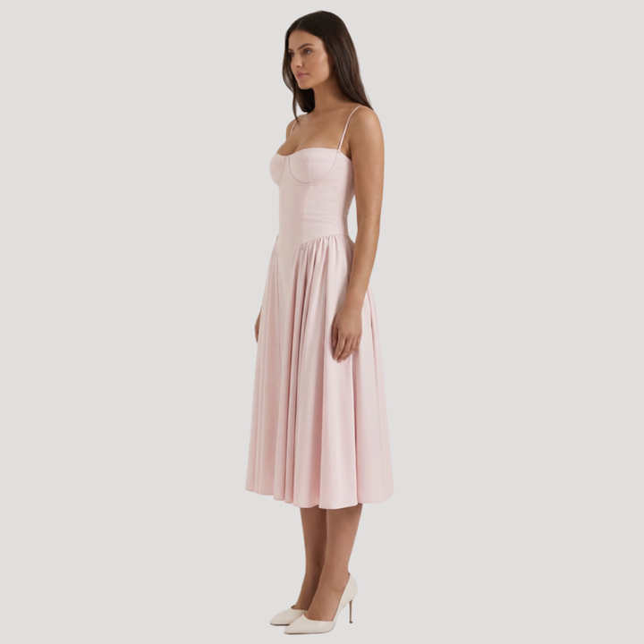 Annelie | Damen Korsett Midi Kleid mit Herzausschnitt - Beige - Image 28