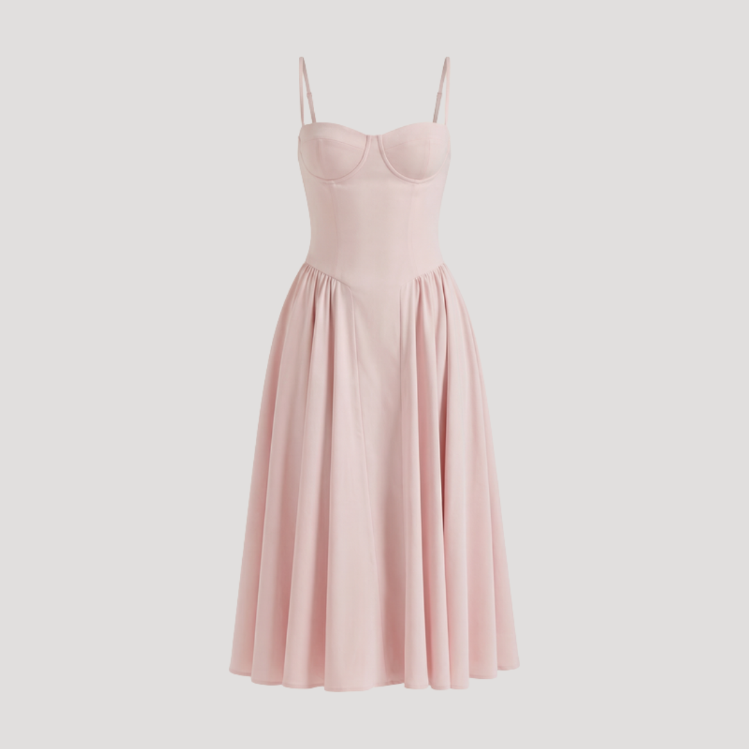 Annelie | Damen Korsett Midi Kleid mit Herzausschnitt - Beige - Image 31