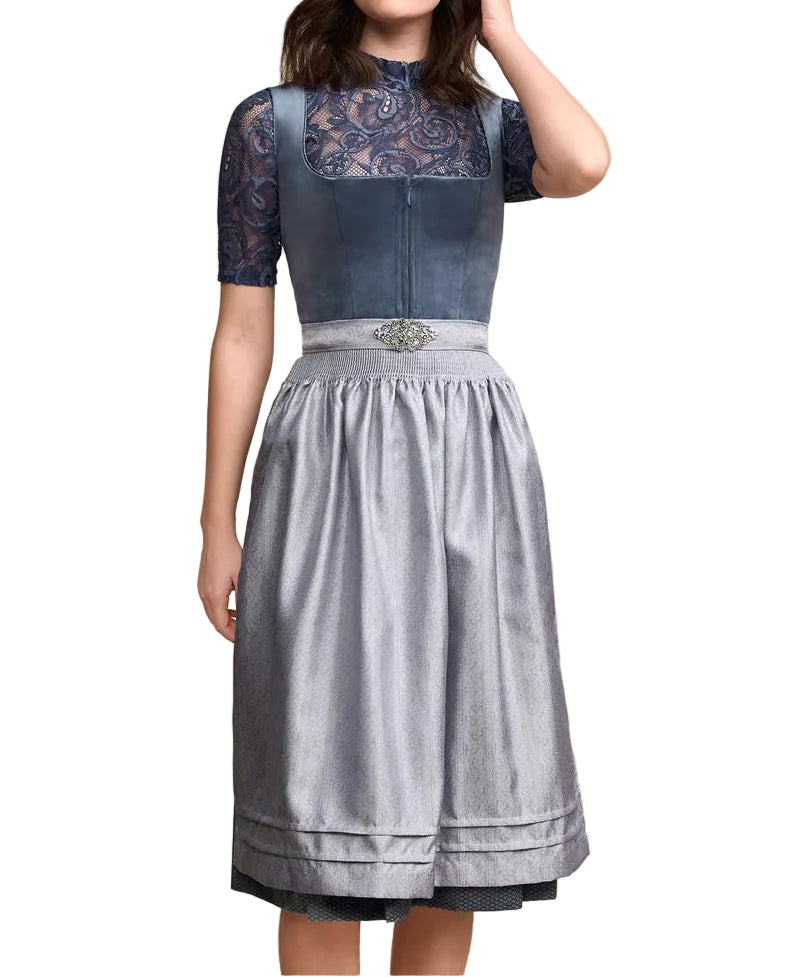 Anneliese | Damen Dirndl Oktoberfest Kleid mit Schürze - Navy - Image 1