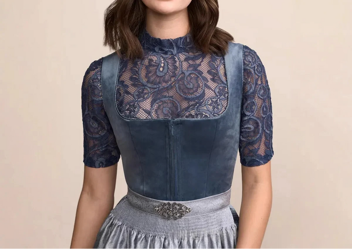 Anneliese | Damen Dirndl Oktoberfest Kleid mit Schürze - Navy - Image 2