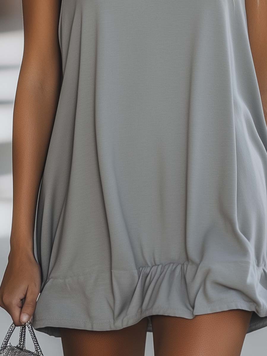 Annelore | Damen Ärmelloses Hoodie Mini Kleid - Grey - Image 5