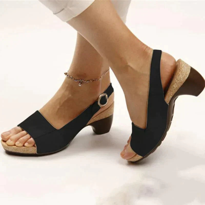 Annika | Damen Keilabsatz Slingback Sandaletten - Grey - Image 2