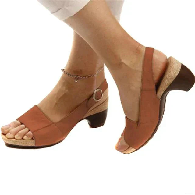 Annika | Damen Keilabsatz Slingback Sandaletten - Grey - Image 3