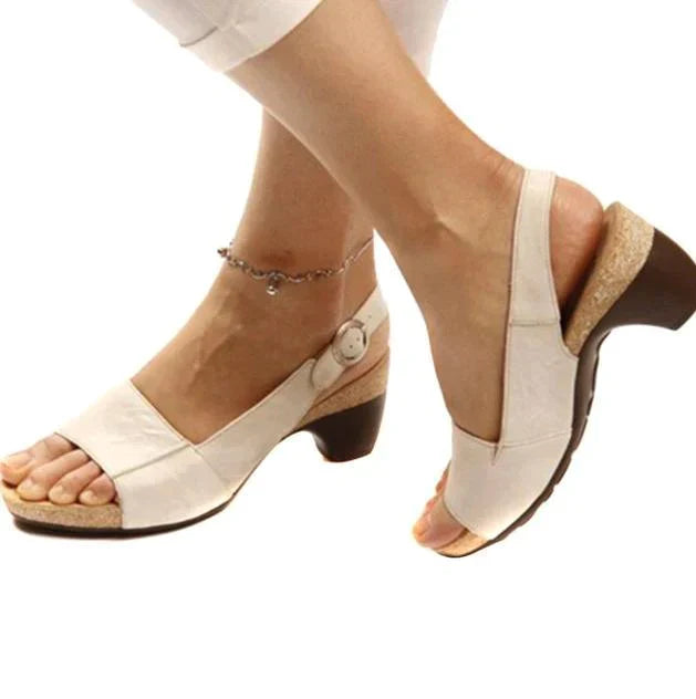 Annika | Damen Keilabsatz Slingback Sandaletten - Grey - Image 4