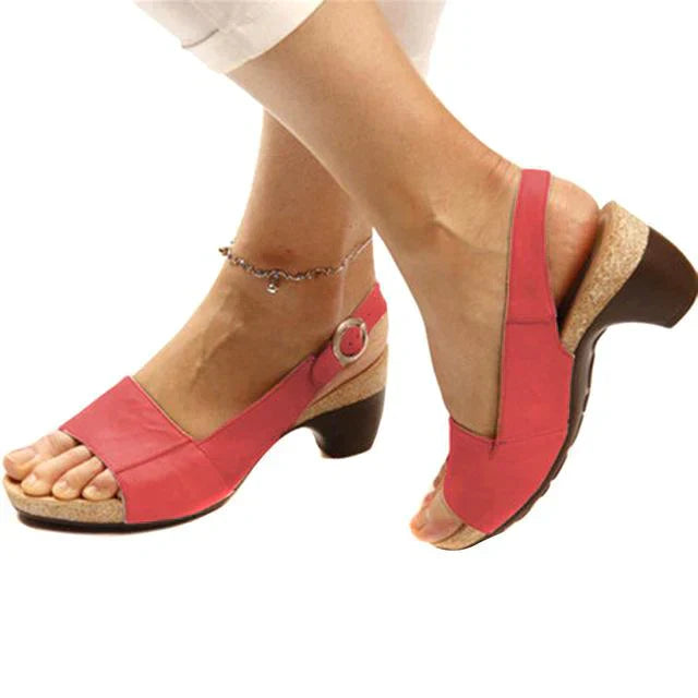 Annika | Damen Keilabsatz Slingback Sandaletten - Grey - Image 5