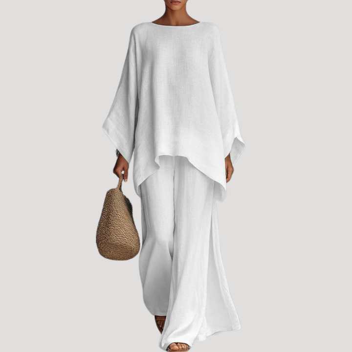 Anouk | Damen Zweiteiler Oversized Top Weites Bein - White - Image 1