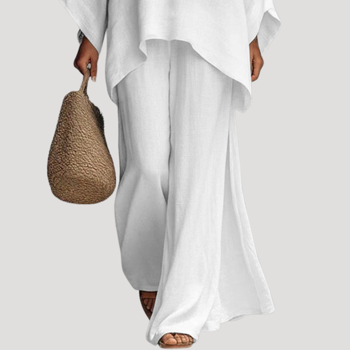 Anouk | Damen Zweiteiler Oversized Top Weites Bein - White - Image 3