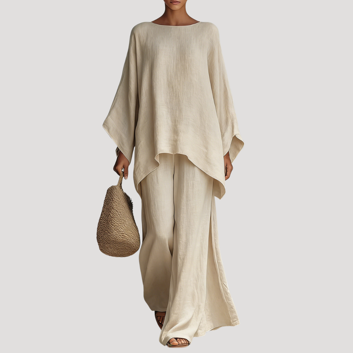 Anouk | Damen Zweiteiler Oversized Top Weites Bein - White - Image 6