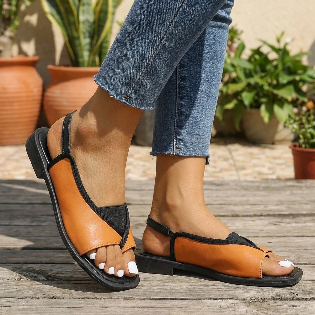 Mila | Damen Sandalen Flach Slingback Offen Sommer Komfortschuhe