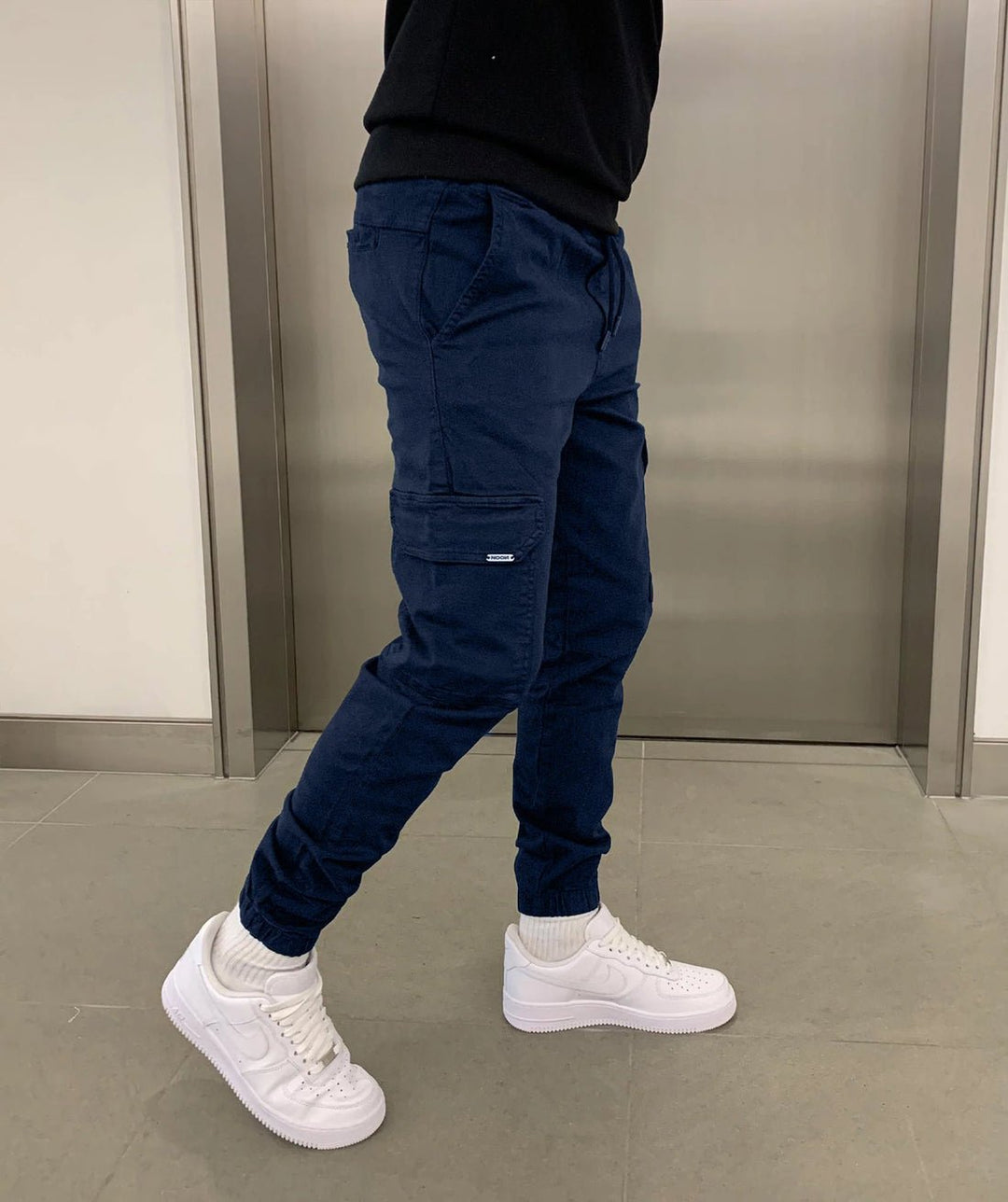 Mico | Herren Cargo Jogger Slim Fit Tunnelzug Seitentaschen